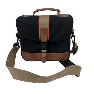 Canvas DSLR Camera Bag Black Brown Crossbody Messenger Adjustable Strap Padded